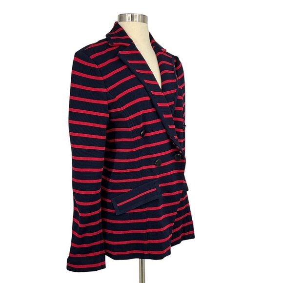 Veronica Beard Fontana Blazer Striped Double Breasted Jacket Size L Red Navy - Picture 7 of 12